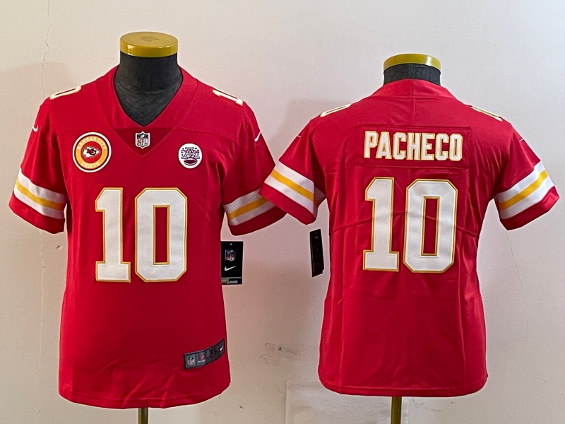 Youth 2025 Kansas City Chiefs #10 Pacheco red Nike NFL jersey style 32